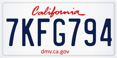 CA license plate 7KFG794