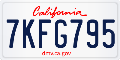 CA license plate 7KFG795