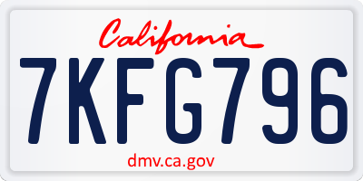 CA license plate 7KFG796