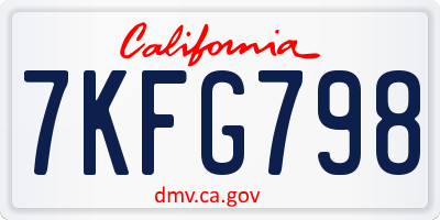 CA license plate 7KFG798