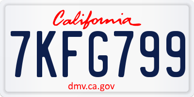 CA license plate 7KFG799