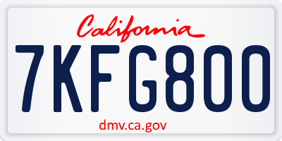 CA license plate 7KFG800