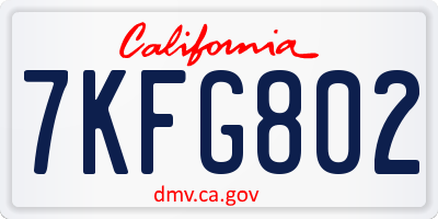 CA license plate 7KFG802