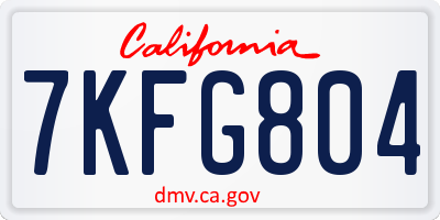 CA license plate 7KFG804