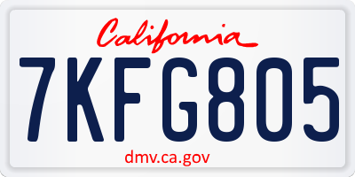 CA license plate 7KFG805