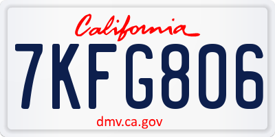 CA license plate 7KFG806