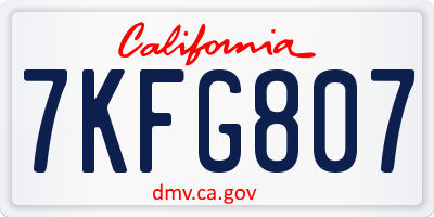 CA license plate 7KFG807