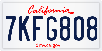 CA license plate 7KFG808
