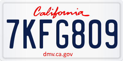 CA license plate 7KFG809