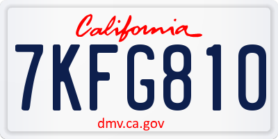 CA license plate 7KFG810