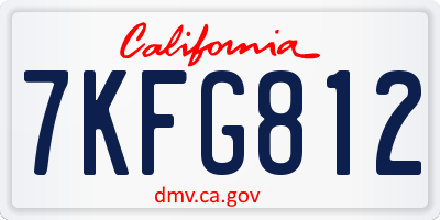 CA license plate 7KFG812
