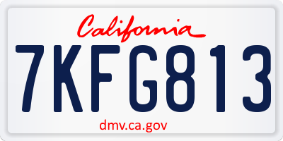 CA license plate 7KFG813