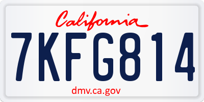 CA license plate 7KFG814