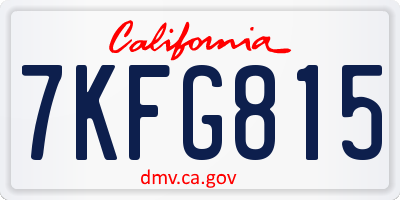CA license plate 7KFG815