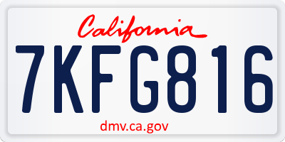 CA license plate 7KFG816