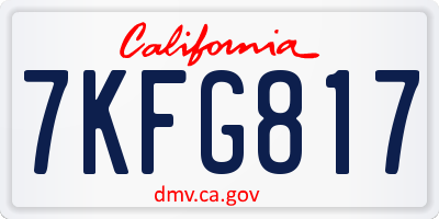 CA license plate 7KFG817
