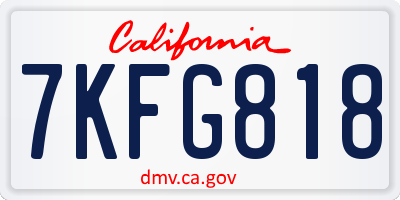CA license plate 7KFG818