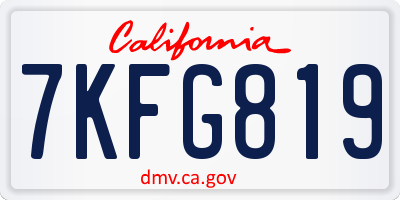 CA license plate 7KFG819
