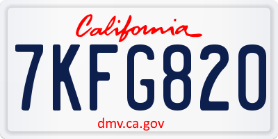 CA license plate 7KFG820