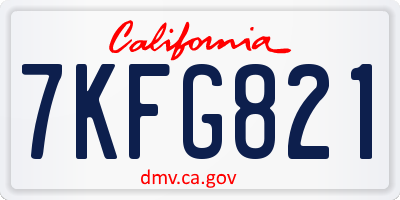 CA license plate 7KFG821