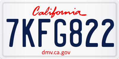 CA license plate 7KFG822