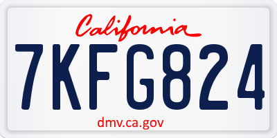 CA license plate 7KFG824