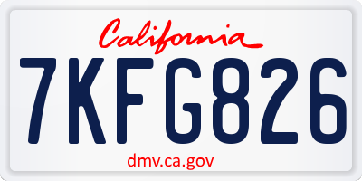 CA license plate 7KFG826
