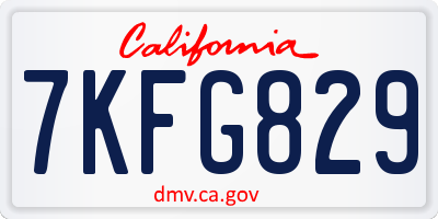 CA license plate 7KFG829