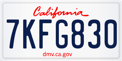 CA license plate 7KFG830