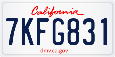 CA license plate 7KFG831