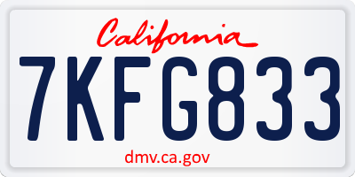 CA license plate 7KFG833