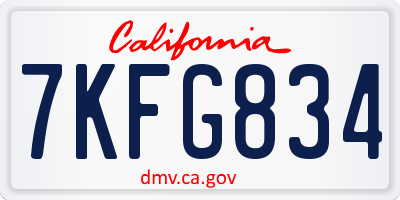 CA license plate 7KFG834