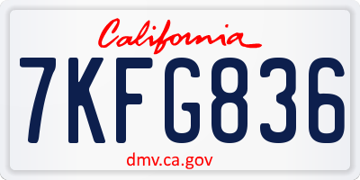 CA license plate 7KFG836