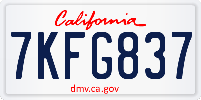 CA license plate 7KFG837