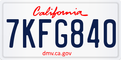 CA license plate 7KFG840