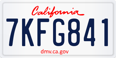 CA license plate 7KFG841