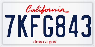 CA license plate 7KFG843