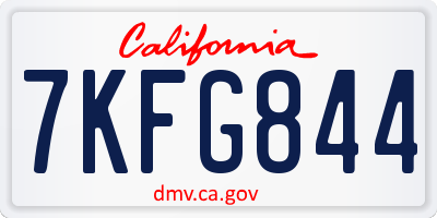 CA license plate 7KFG844
