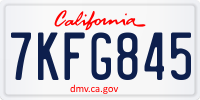 CA license plate 7KFG845
