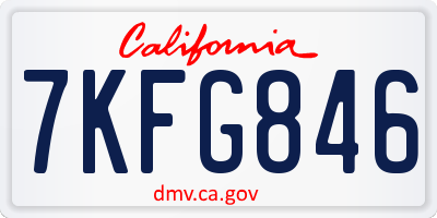 CA license plate 7KFG846