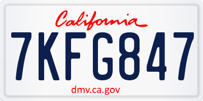 CA license plate 7KFG847