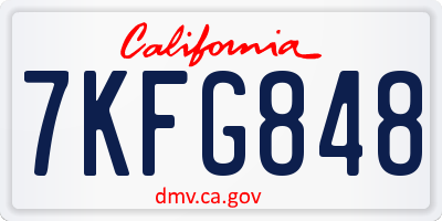 CA license plate 7KFG848