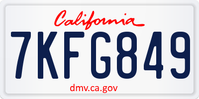 CA license plate 7KFG849