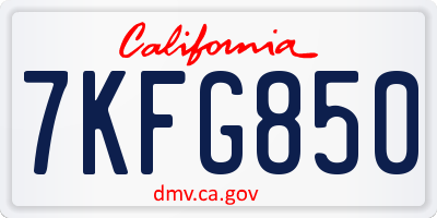 CA license plate 7KFG850