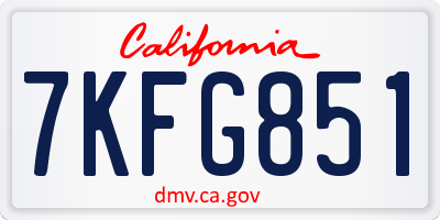 CA license plate 7KFG851