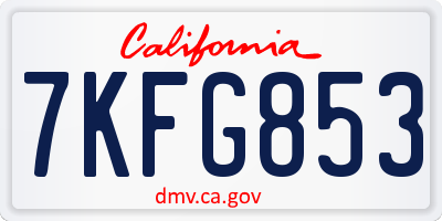 CA license plate 7KFG853
