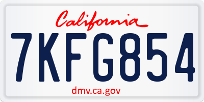 CA license plate 7KFG854