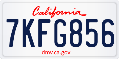 CA license plate 7KFG856