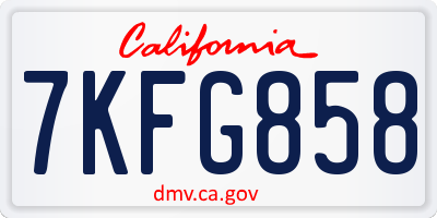 CA license plate 7KFG858