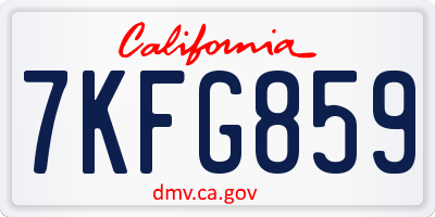 CA license plate 7KFG859